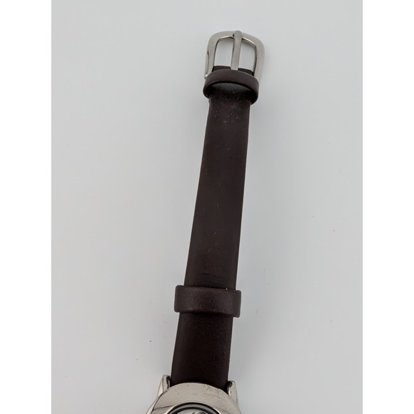 Avon Watch Women 21mm Silver Case Brown Leather Band- New Battery - Picture 4 of 9